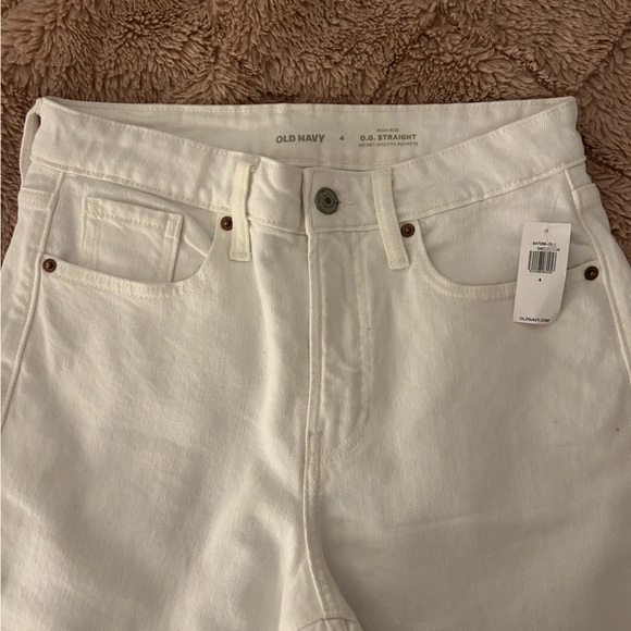 Old Navy High-Waisted OG Straight White-Wash Cut-Off Ankle Jeans- Size 4- NWT - Picture 2 of 4